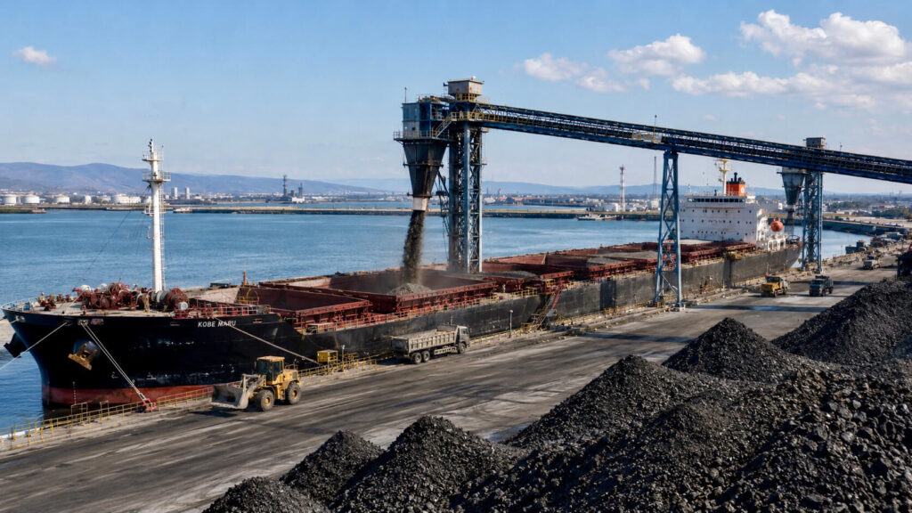 Bulk cement clinker supplier logistics showing FOB bulk vessel loading operations up to 50000 MT