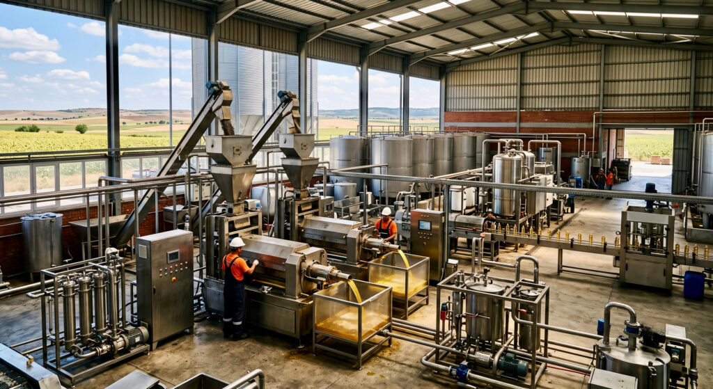 Bulk sunflower oil supplier logistics showing refined and crude oil supply in PET bottles, flexitanks, and bulk vessels